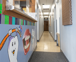 Hallway of dental office in Chicago