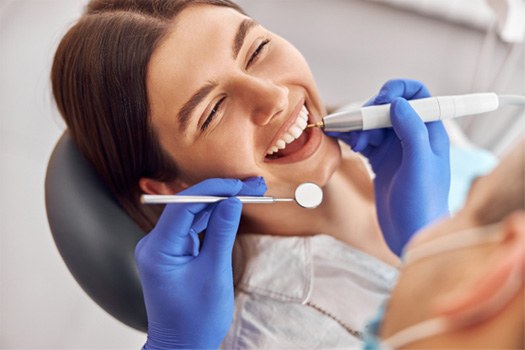 Woman having a dental cleaning