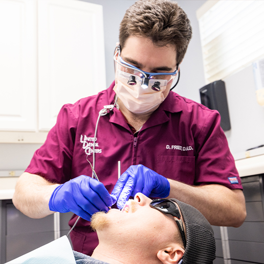 Doctor David Fried treating a dental patient