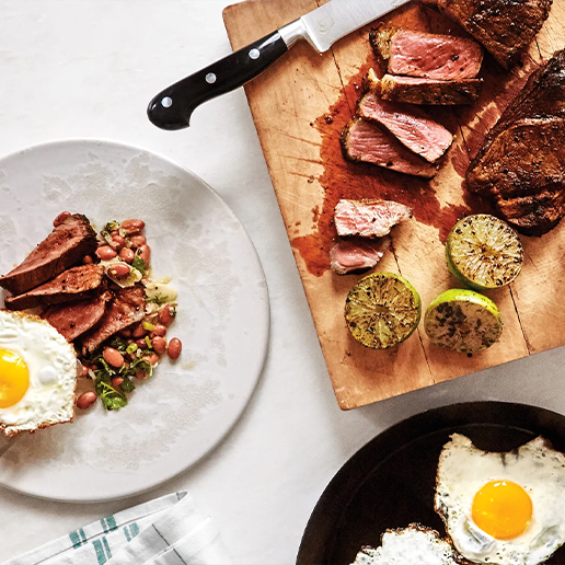 Three plates of food on a table